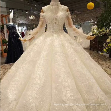 OEM Gorgeous Beaded Luxury Long Train Wedding Dress Bridal Gown Crystal Wedding Dress